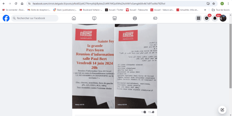 [Exclu] En Gironde, un tract Nouveau Front populaire rédigé... en arabe