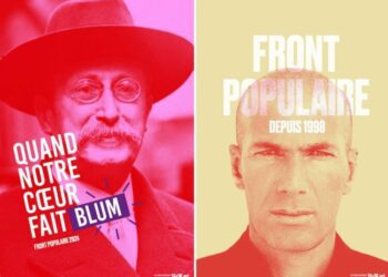 Les affiches “Quand notre cœur fait Blum” et “Front populaire, depuis 1998” de 24×36.art, 2024