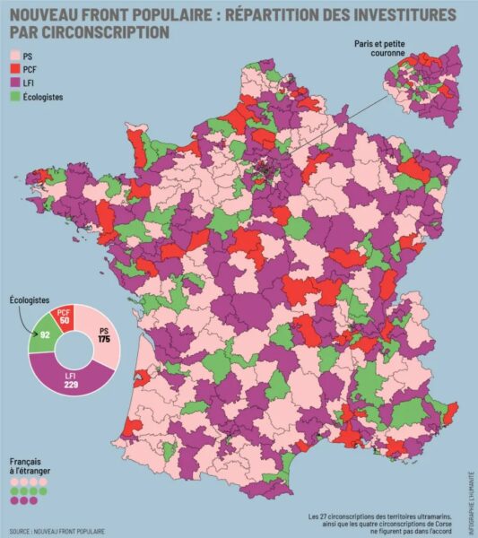 Carte législatives 2024 : qui est le ou la candidat.e Nouveau Front populaire dans votre circonscription ?
