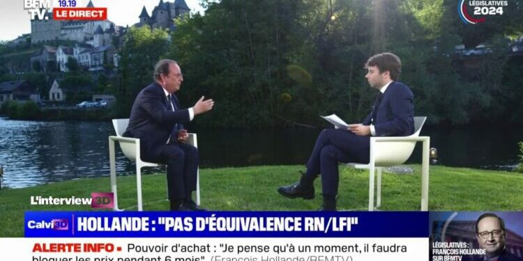 "Emmanuel Macron n'a pas tenu son rôle", estime François Hollande, candidat Nouveau Front populaire en Corrèze