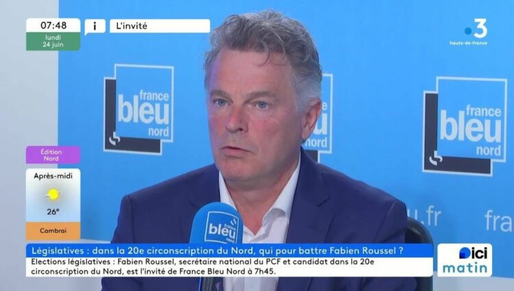 Fabien Roussel, secrétaire national du PCF et candidat dans la 20e circonscription du Nord, invité de France Bleu Nord.