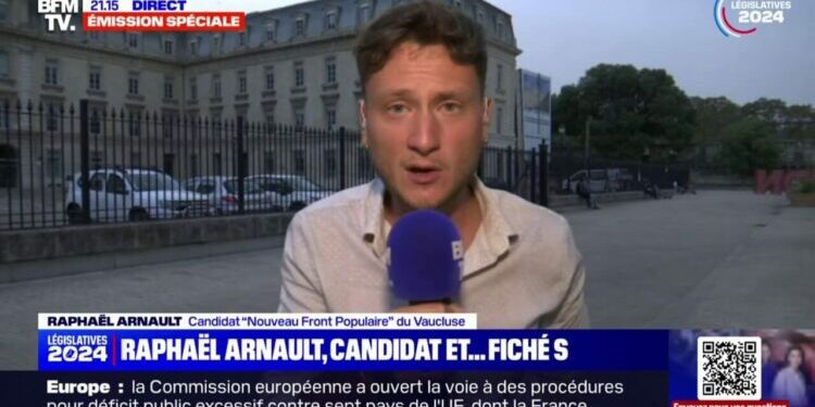 "Me qualifier comme étant dangereux et violent est gravissime", assure Raphaël Arnault (candidat "Nouveau Front populaire" du Vaucluse et porte-parole de la Jeune Garde antifasciste) Voir plus Voir moins