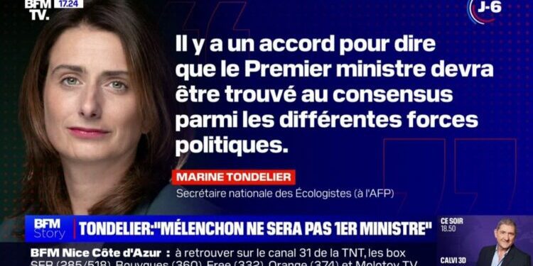 Pour Marine Tondelier, secrétaire nationale des Écologistes, Jean-Luc Mélenchon "ne sera pas Premier ministre" en cas de victoire du Nouveau Front populaire Voir plus Voir moins
