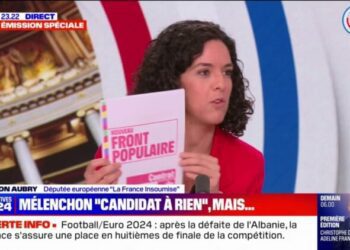 en cas de victoire du Nouveau Front populaire, "il y aura des ministres du PS, des ministres d'EELV, des ministres de LFI et des ministres du Parti communiste", affirme Manon Aubry (LFI)