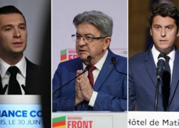 Jordan Bardella, Jean-Luc Mélenchon et Gabriel Attal dimanche soir.